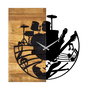 Wallity Wooden Clock 33 Reloj de Pared de Madera Nogal y Negro